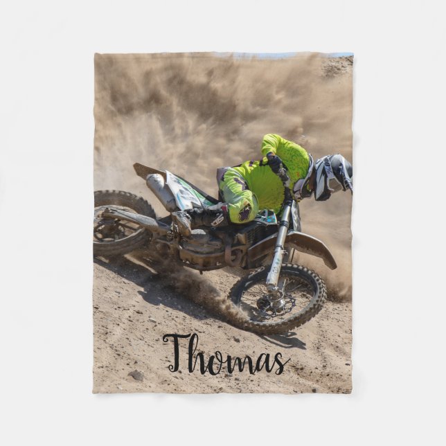 Dirt Motorcycle Bike Motocross Racing Personalised Fleece Blanket (Front)