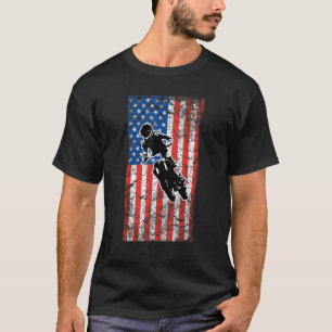 Dirt Motorcycle Men Usa Women Bike American Flag M T-Shirt