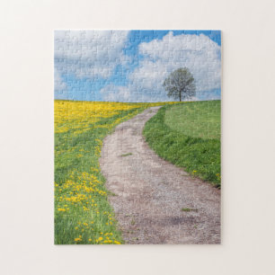 Dirt Road and Tree Jigsaw Puzzle
