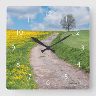 Dirt Road and Tree Square Wall Clock