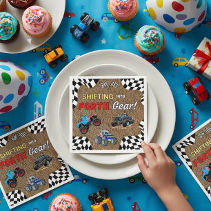 Dirt Track Monster Truck 4th Birthday Party Napkin