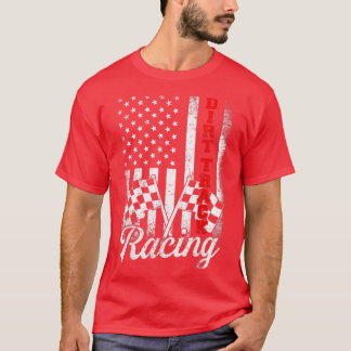 Dirt Track Racing American Flag Race Car Racecar  T-Shirt