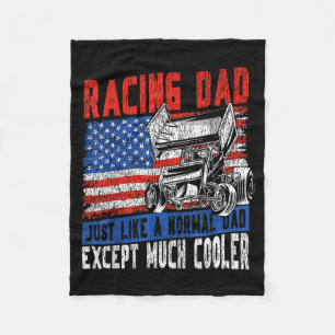 Dirt Track Racing Race Dad Vintage American Flag P Fleece Blanket