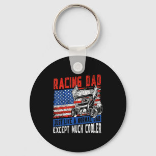 Dirt Track Racing Race Dad Vintage American Flag P Key Ring