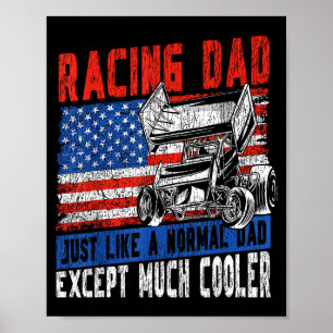 Dirt Track Racing Race Dad Vintage American Flag P Poster