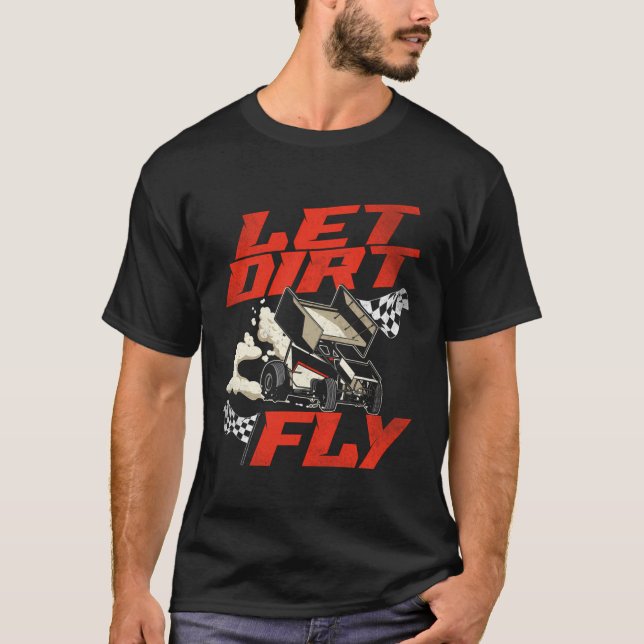 Dirt Track Racing Race Sprint Car T-Shirt (Front)