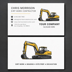 Dirt Work Excavation Excavator Construction Business Card