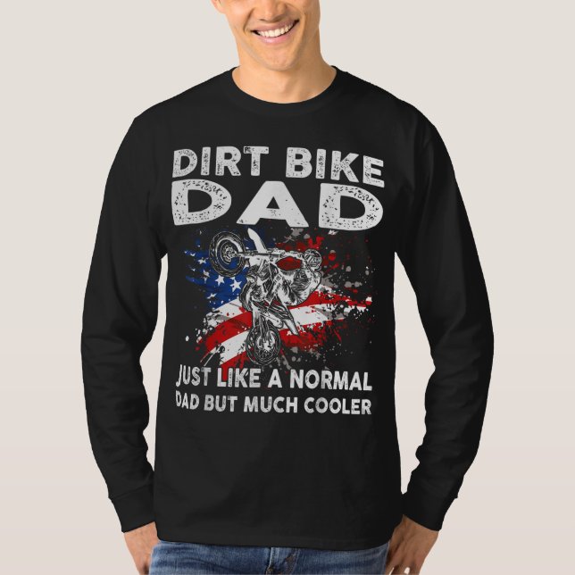 Dirtbike Motocross Dirt bike dad MX US Flag T-Shirt (Front)
