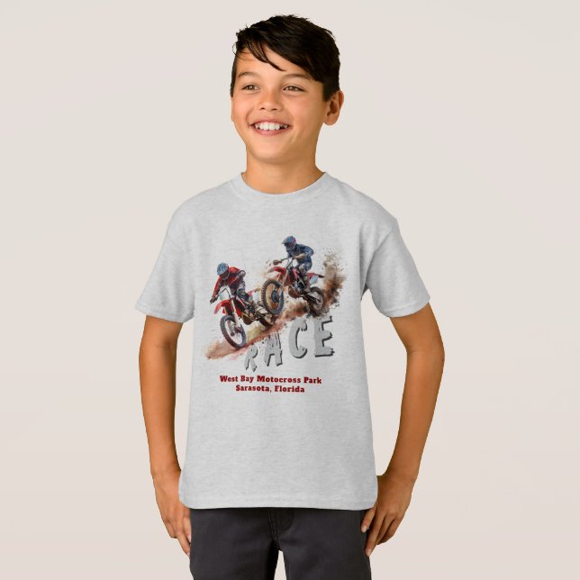 Dirtbike Racing Motocross Boys custom T-Shirt (Front Full)