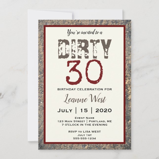 Dirty 30 30th Birthday Invitation (Front)
