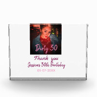 Dirty 30 Birthday add name pink add photo date