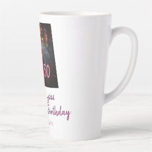 Dirty 30 Birthday add name pink add photo date Latte Mug