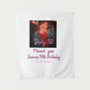 Dirty 30 Birthday add name pink add photo date Tapestry