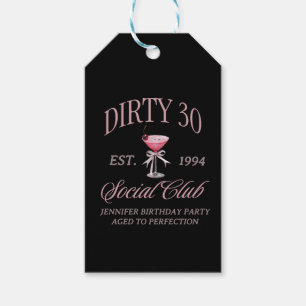 Dirty 30 Coquette Martini With a Bow Gift Tags