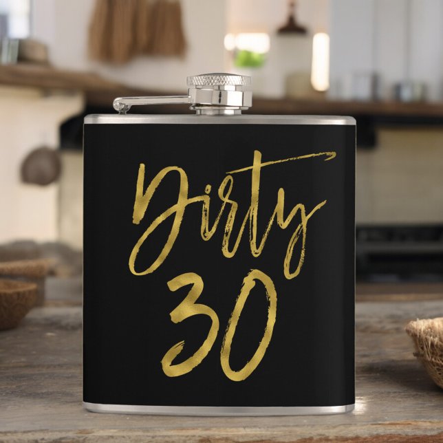 Dirty 30 Gold Foil and Black Birthday Flask (Creator Uploaded)