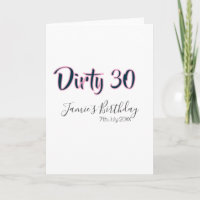 Dirty 30 happy birthday name date pink gray callig