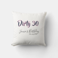 Dirty 30 happy birthday name date pink gray callig