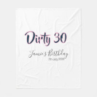 Dirty 30 happy birthday name date pink gray callig