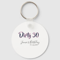 Dirty 30 happy birthday name date pink gray callig
