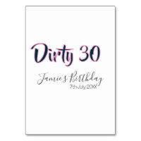 Dirty 30 happy birthday name date pink gray callig