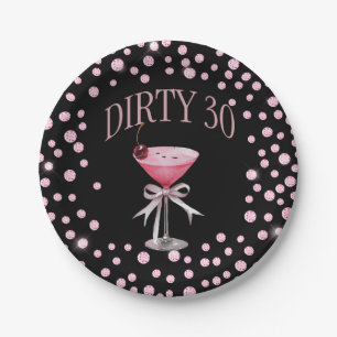 Dirty 30 Pink Coquette Birthday Party Paper Plate
