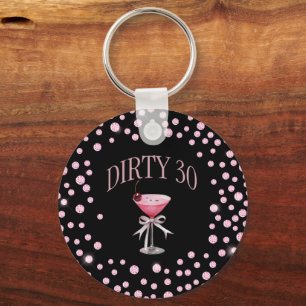 Dirty 30 Pink Coquette Customise Name  Key Ring