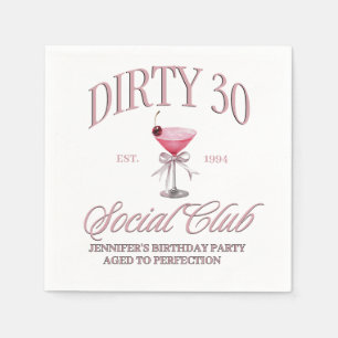 Dirty 30 pink Coquette Martini Themed Napkin