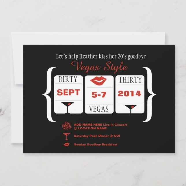 Dirty 30th Vegas Birthday Slot Machine Invitation (Front)