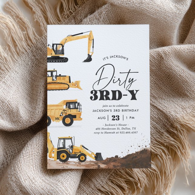 Dirty 3rd-y Construction 3rd Birthday Invitation (Creator Uploaded)