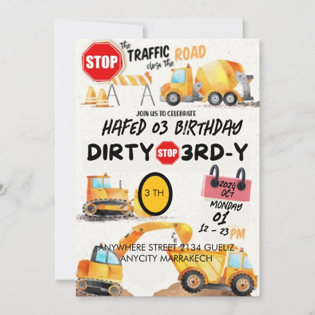 Dirty 3rd-Y Third Birthday Invitation (Front)