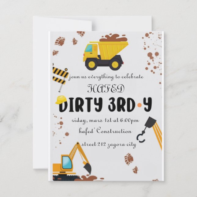 Dirty 3rd-Y Third Birthday Invitation (Front)