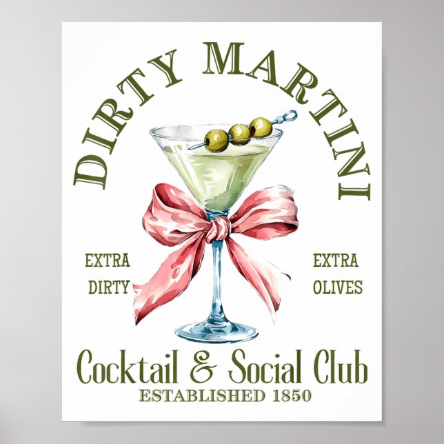 Dirty Bachelorette Martini Tail Club Martini Drink Poster (Front)