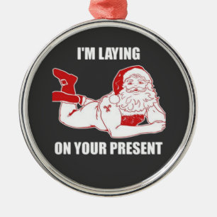 Dirty Bad Naughty Santa Metal Tree Decoration