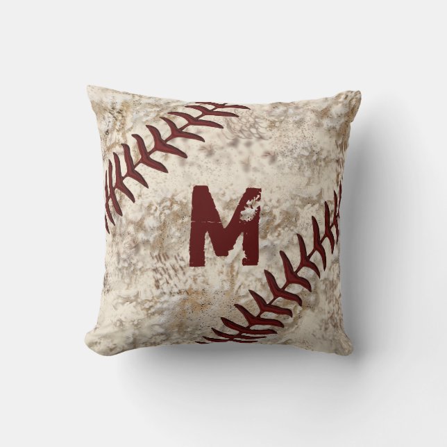Dirty Baseball Pillow Your MONOGRAM, JERSEY NUMBER (Front)