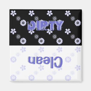 Dirty Clean Blue Floral Dishwasher Magnet