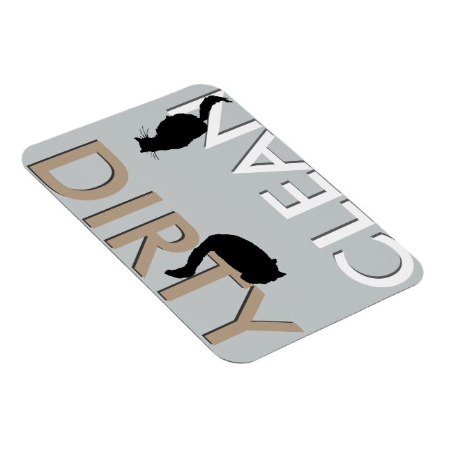 Dirty-Clean Cat Dishwasher Magnet (Right Side)