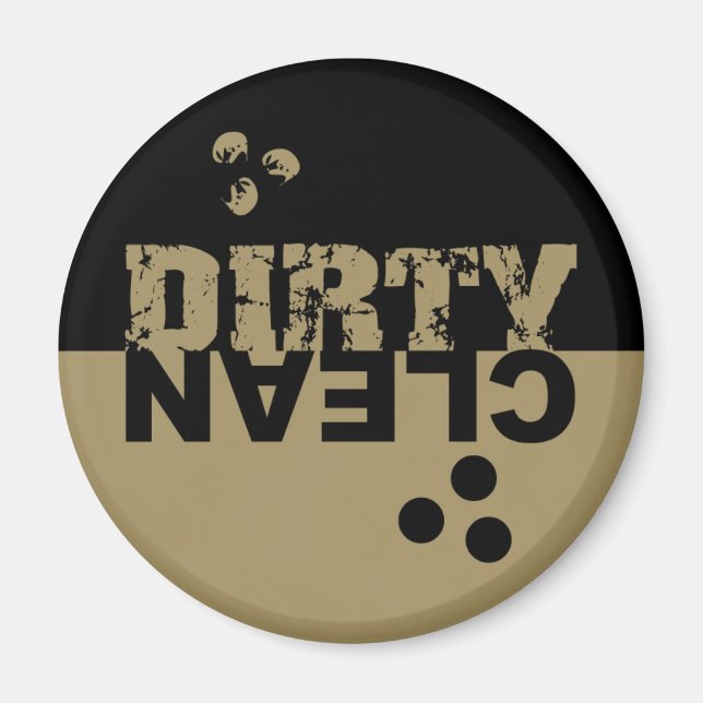 Dirty/Clean Dishwasher Magnet Black and Gold (Front)