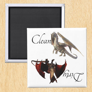 Dirty Clean Dishwasher Magnet Dragon