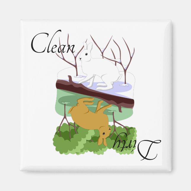 Dirty Clean Dishwasher Magnet Rabbit Hare Bunny (Front)