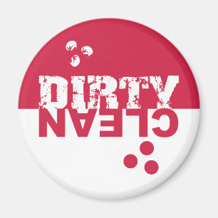Dirty/Clean Dishwasher Magnet Red and White