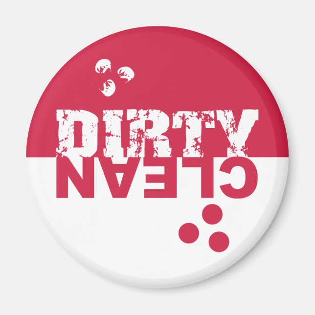 Dirty/Clean Dishwasher Magnet Red and White (Front)