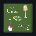 Dirty Clean Dishwasher Magnet Wine Red White<br><div class="desc">This design was created though digital art. It may be personalised in the area provide or customising by choosing the click to customise further option and changing the name, initials or words. You may also change the text colour and style or delete the text for an image only design. Contact...</div>