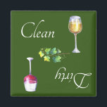 Dirty Clean Dishwasher Magnet Wine Red White<br><div class="desc">This design was created though digital art. It may be personalised in the area provide or customising by choosing the click to customise further option and changing the name, initials or words. You may also change the text colour and style or delete the text for an image only design. Contact...</div>
