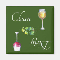 Dirty Clean Dishwasher Magnet Wine Red White