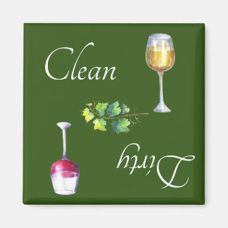 Dirty Clean Dishwasher Magnet Wine Red White