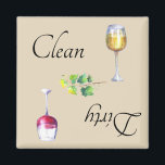 Dirty Clean Dishwasher Magnet Wine Red White<br><div class="desc">This design was created though digital art. It may be personalised in the area provide or customising by choosing the click to customise further option and changing the name, initials or words. You may also change the text colour and style or delete the text for an image only design. Contact...</div>