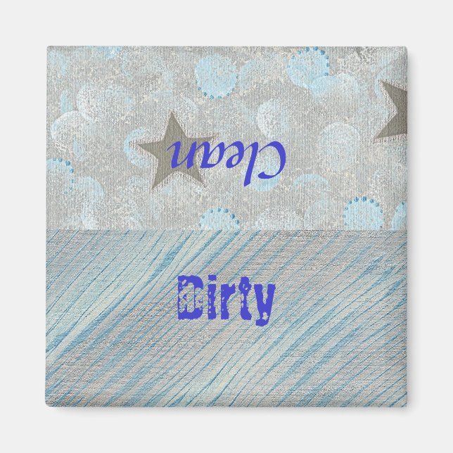 Dirty Clean Dishwasher magnets - bubbles and stars (Front)