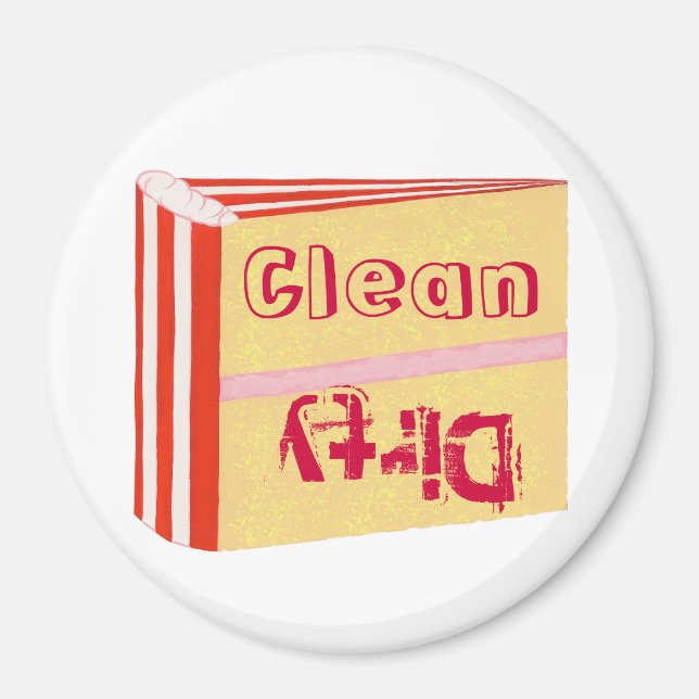 Dirty Clean Dishwasher magnets, Red White Cake Magnet (Front)