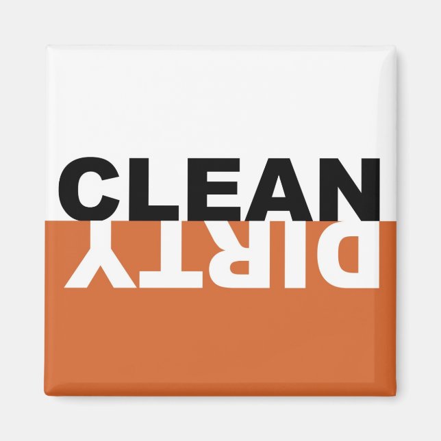 Dirty Clean Dishwasher Orange Magnet (Front)