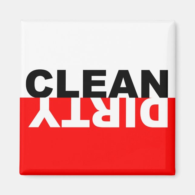 Dirty Clean Dishwasher Red Magnet (Front)